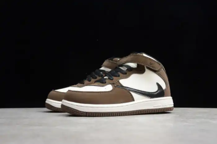 Rep Onekick KIDS NIKE AIR FORCE 1 MID 07 X TRAVIS SCOTT BEIGE BROWN 314197-168 0131