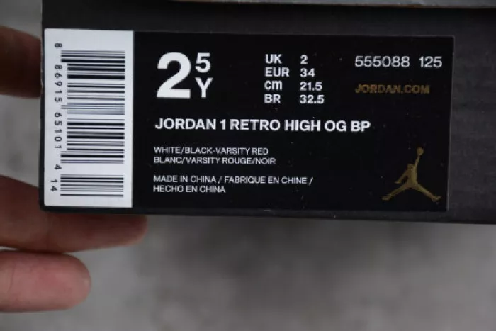 Chep Onekick KIDS AIR JORDAN 1 RETRO BLACK TOE (2016) 555088-125 0112