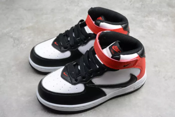 Chep Onekick KIDS NIKE AIR FORCE 1 MID 07 X TRAVIS SCOTT WHITE BLACK RED 314197-016 0119