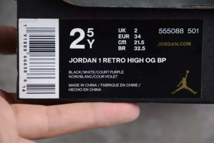 Chep Onekick KIDS AIR JORDAN 1 RETRO HIGH OG 'COURT PURPLE' 555088-501 0119