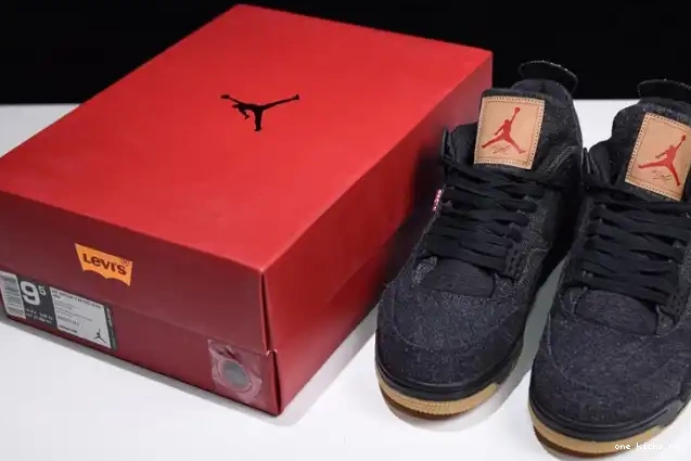 Rep Onekick Levi's 'black' x Air Jordan 4 AO2571-001 0226